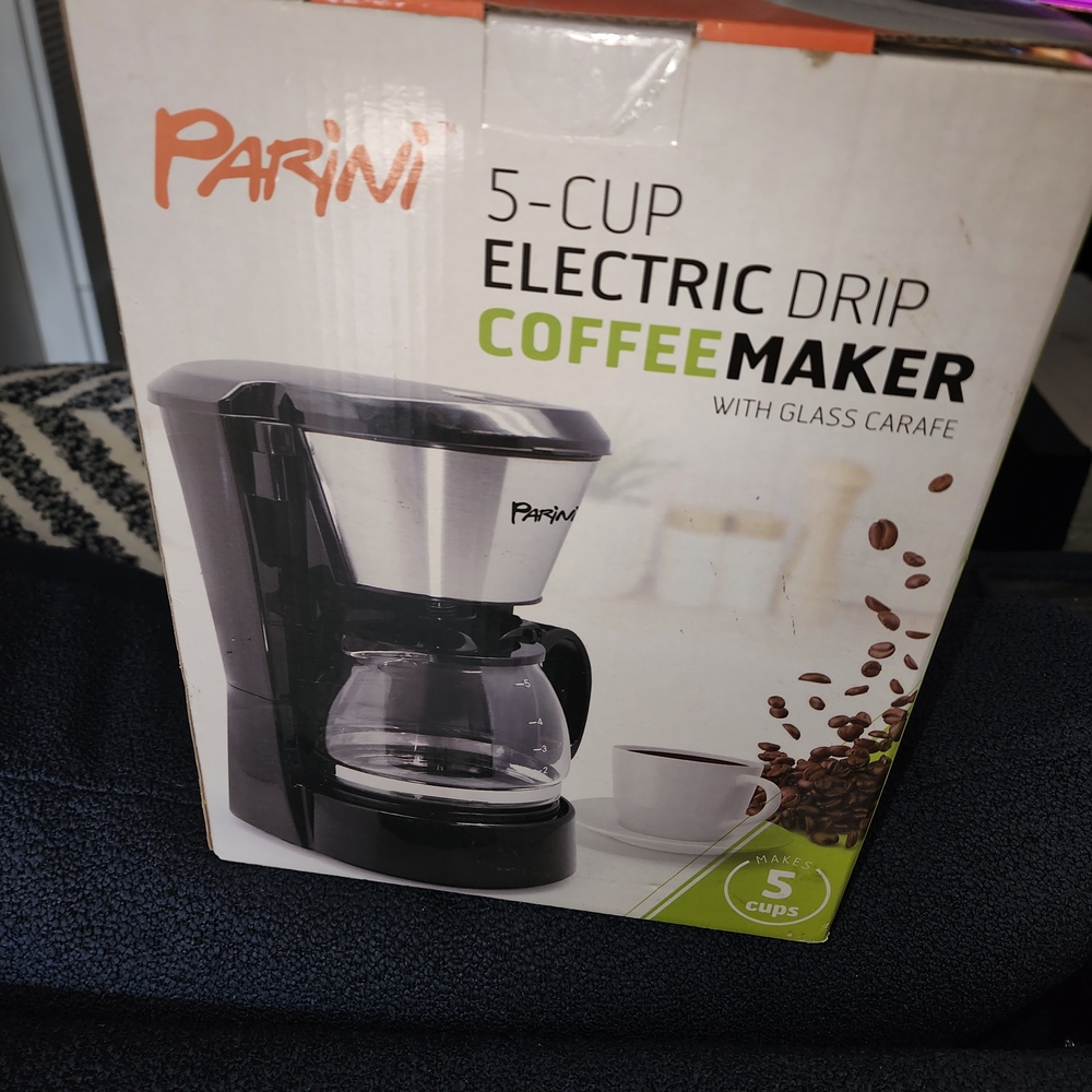 Parini Black and Silver 5-Cup Electric Drip Coffee Maker